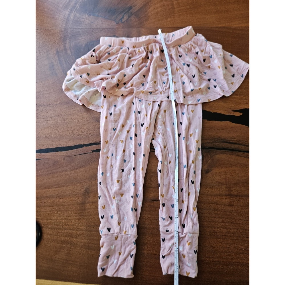 Posh Peanut Girls 2T Pink Heart Print Dress Set with Ruffle‎ Collar Top - Picture 4 of 5